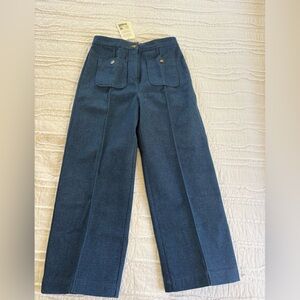 Sezane Women's Dark Blue Straight-Leg Jeans with Front Patch Pockets